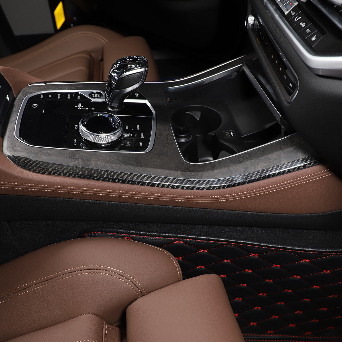 For BMW X5 X6 X7 2019-2022 Gear Shift Both Side Strip Trim Real Carbon Fiber 15