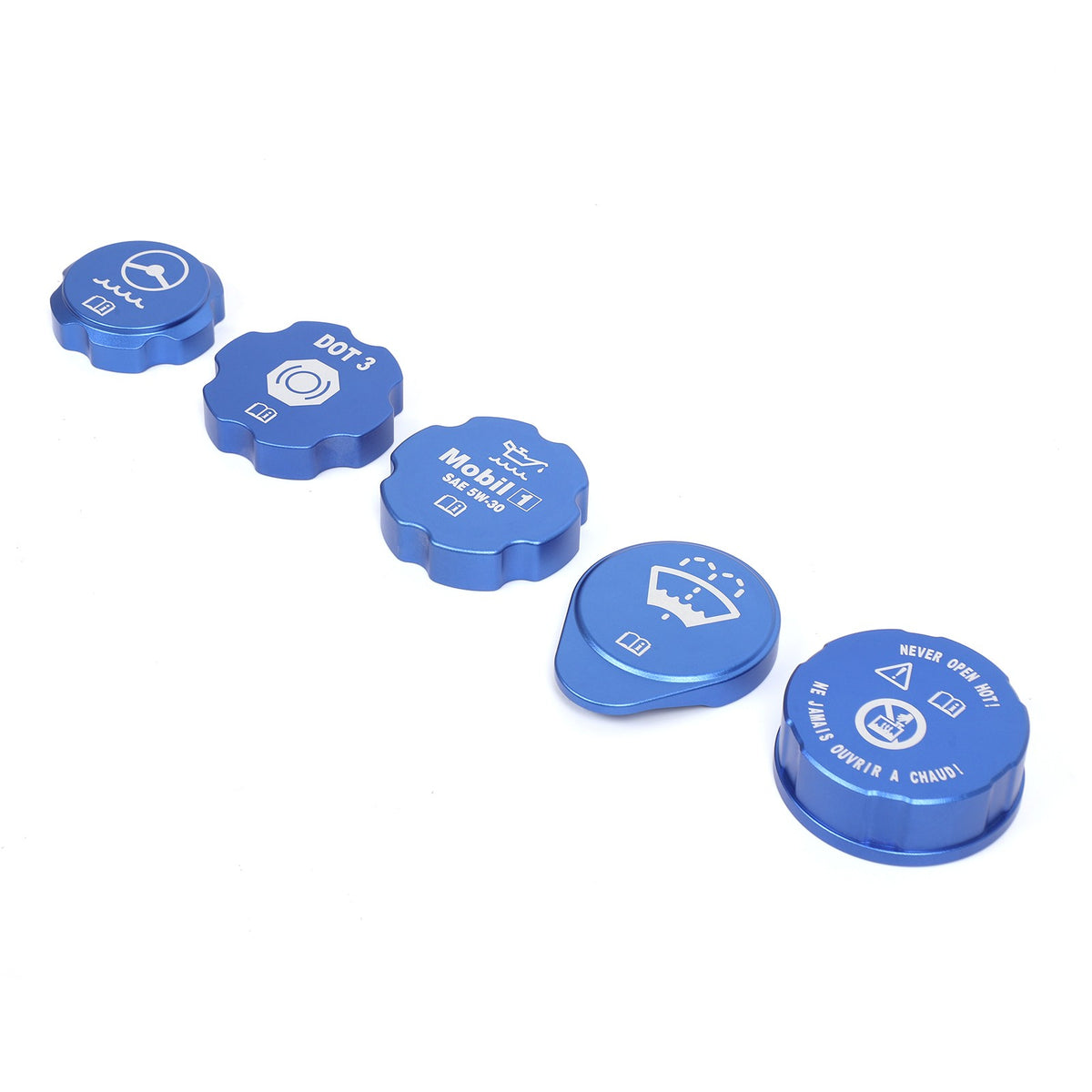 5pcs Alloy Blue Engine Cabin Fluid Cover Decorate Caps For Corvette C6 2005-2013 15