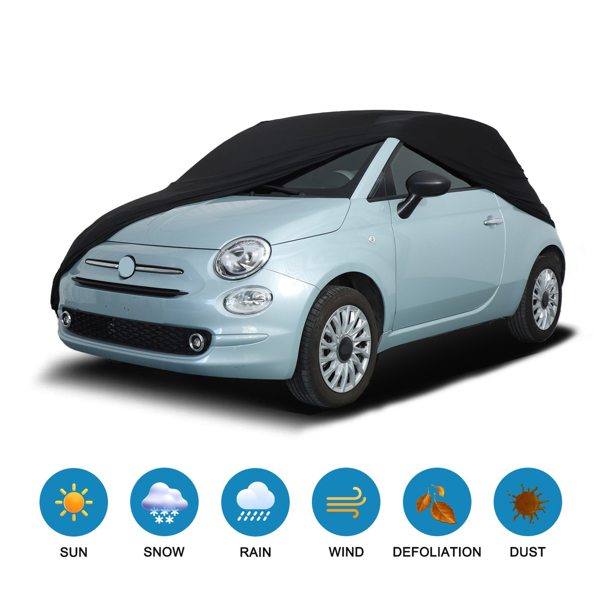 Car Protection Cover Waterproof Sun UV Snow Resistant For Fiat 500 2010-2022 US 6