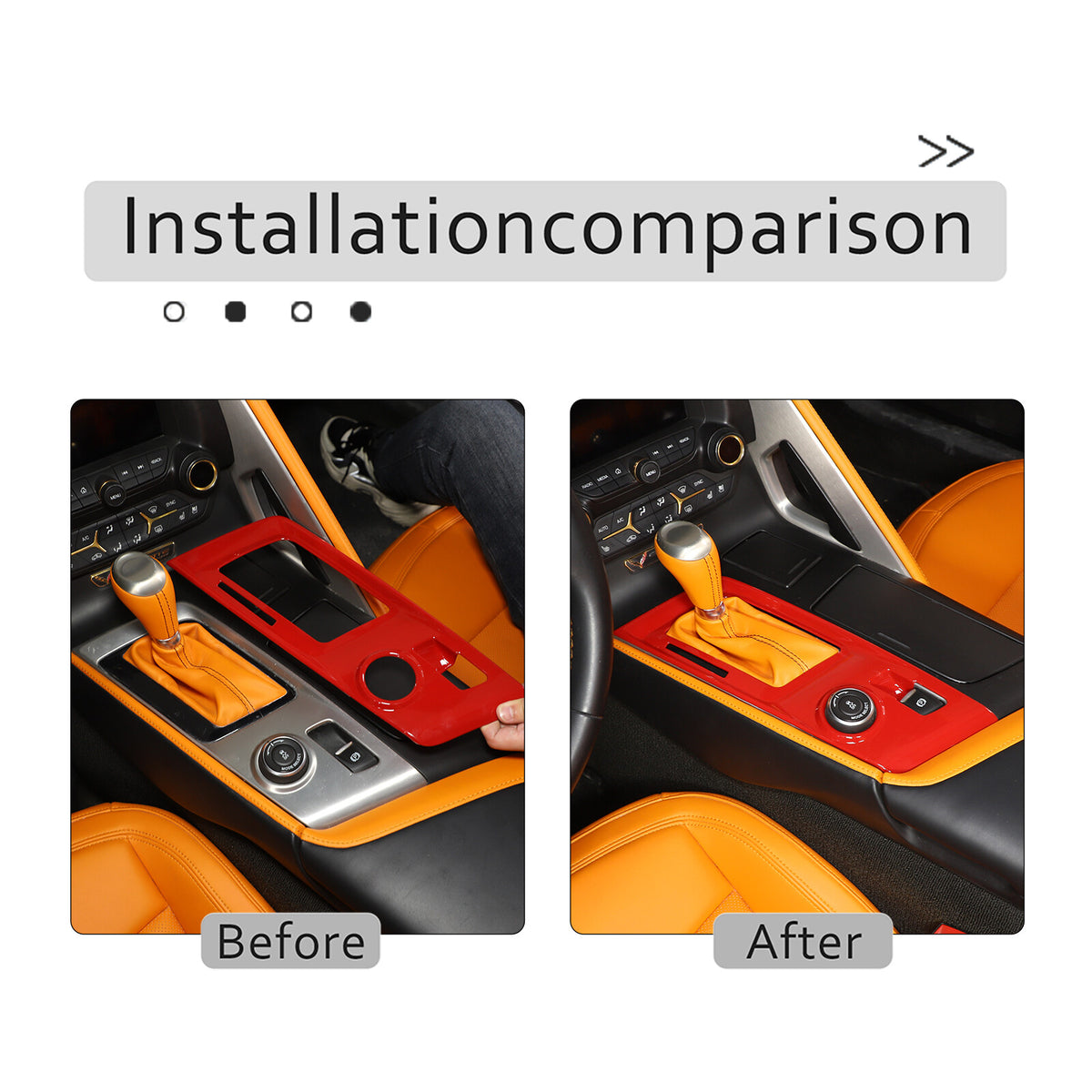 Sports Red ABS Interior Decoration Cover Trim Kit For Corvette C7 2014-19 - Styles 6-10 52