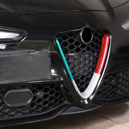 Tricolor Real Carbon Fiber Grille V-Shaped Trim For Alfa Romeo Giulia 2017+ US 10