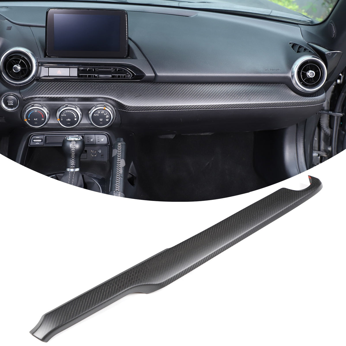 Matte Real Carbon Fiber Dashboard Center Trim Trim For Mazda MX-5 Miata 2016+ 2