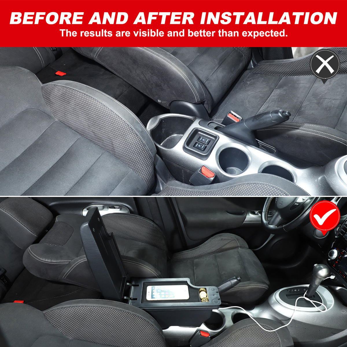 Center Console Armrest Storage Box Black Central Container For Nissan Juke 10-19 22