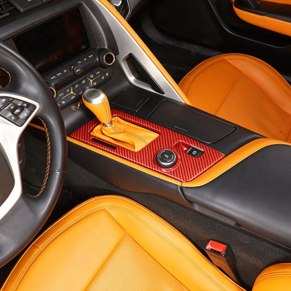 Red Real Carbon Fiber Gear Shift Trim Cover For Corvette C7 2014-2019 16