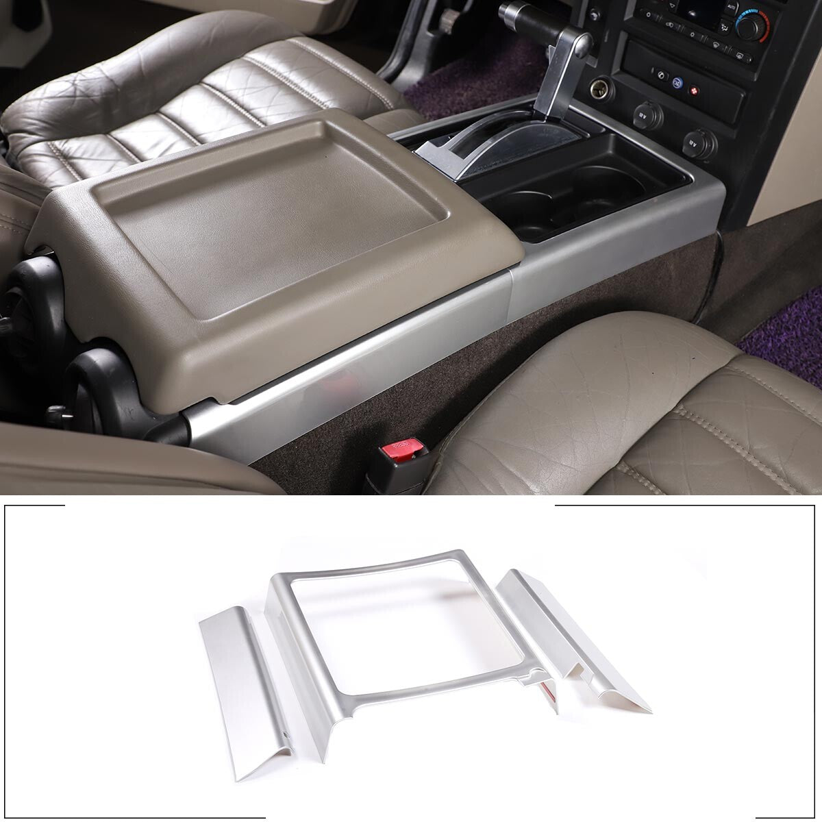 Silver Interior Center Console Gear Panel Trim Cover Set For Hummer H2 2003-2007 - Styles 1-5 1