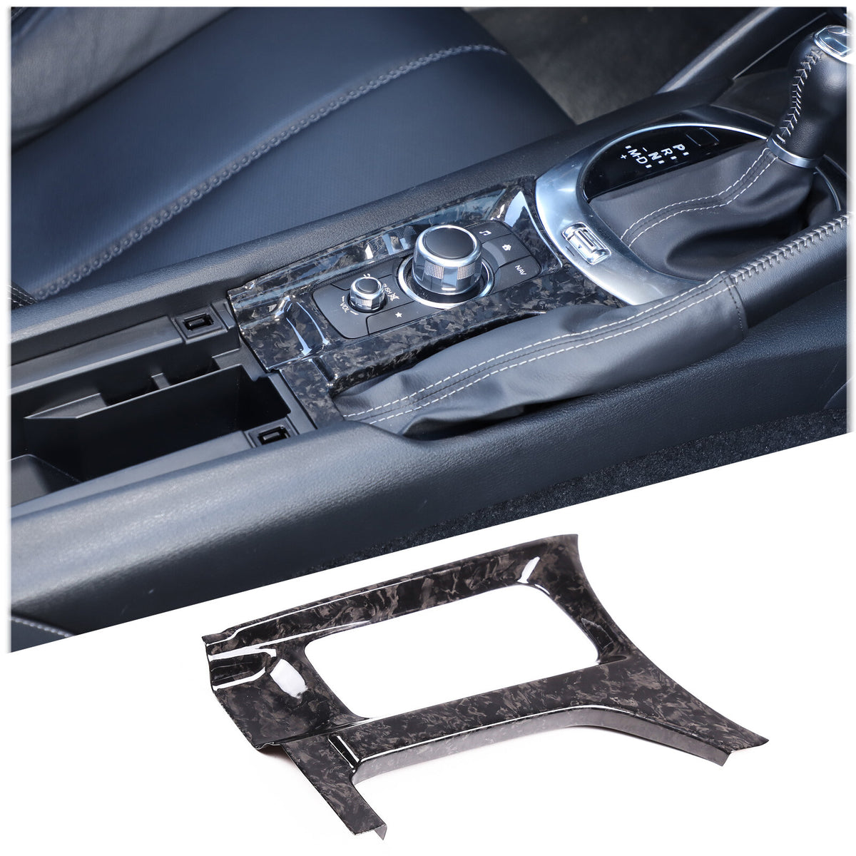 Forged Real Carbon Fiber Multimedia Panel Trim Cover For Mazda MX-5 2016+ 11