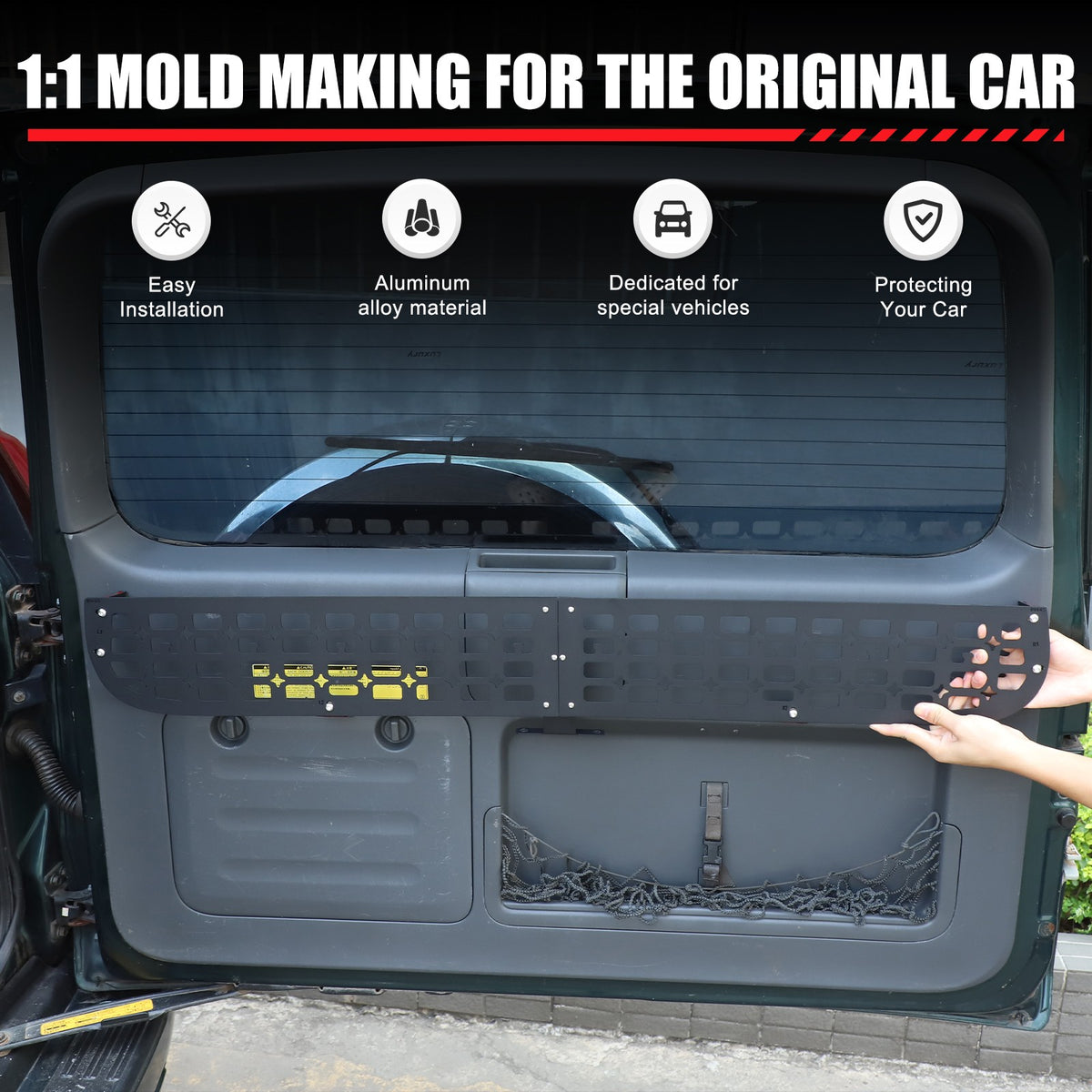 Rear Window Storage Barrier Molle Panel For Toyota Prado 2003-2009 10