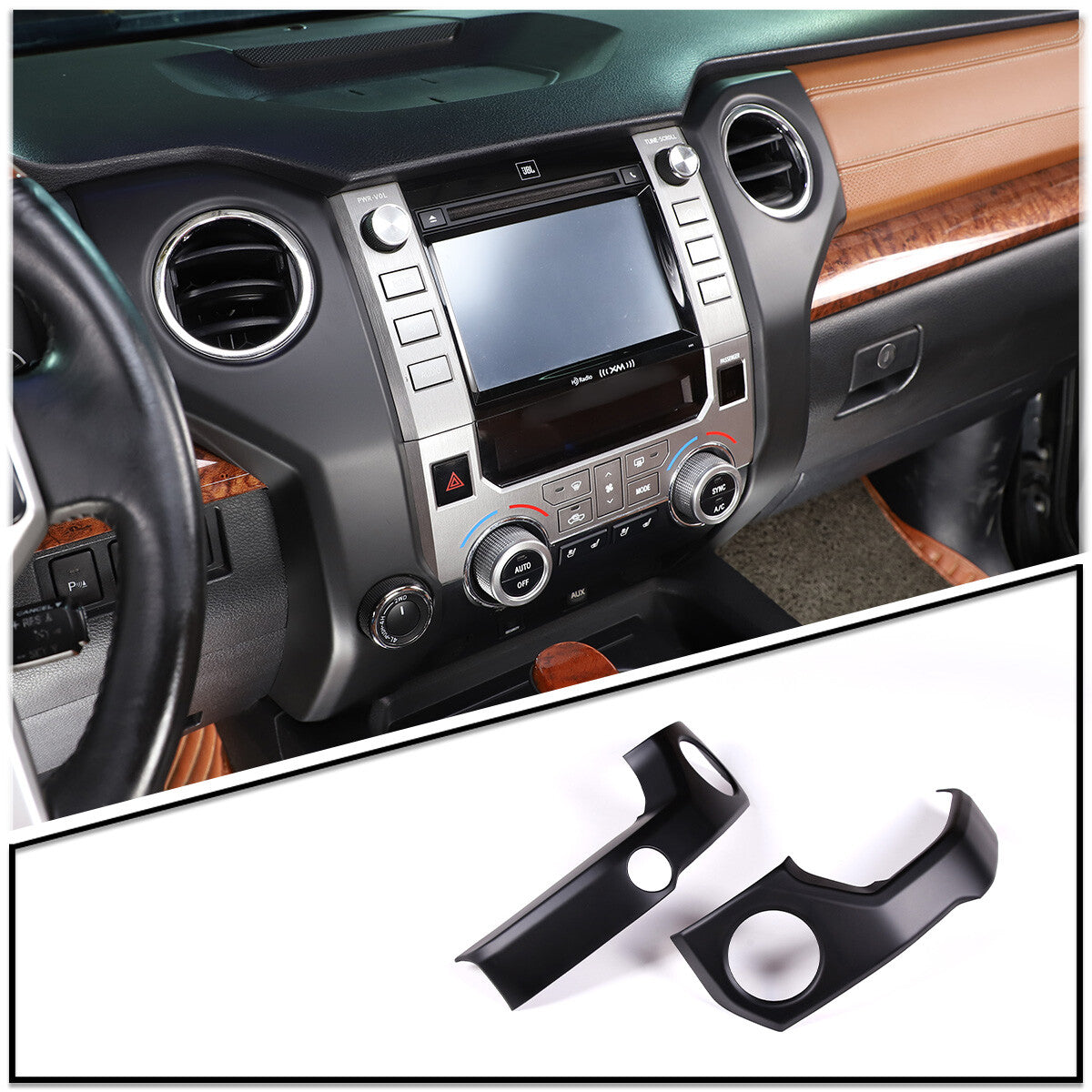 Matte Black Center Control Air Vent Outlet Frame Cover For Toyota Tundra 2014-21 3