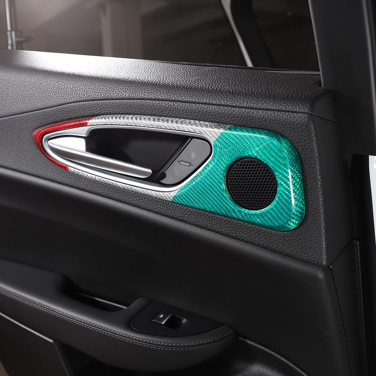 Tri-Color Real Carbon Fiber Inner Door Handle Trim For Alfa Romeo Giulia 2017-20 5