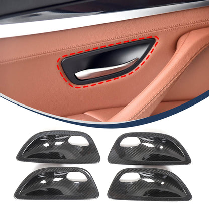 Real Carbon Fiber Inner Door Bowl Cover Trim For BMW 5 Series F10 2011-2017 2