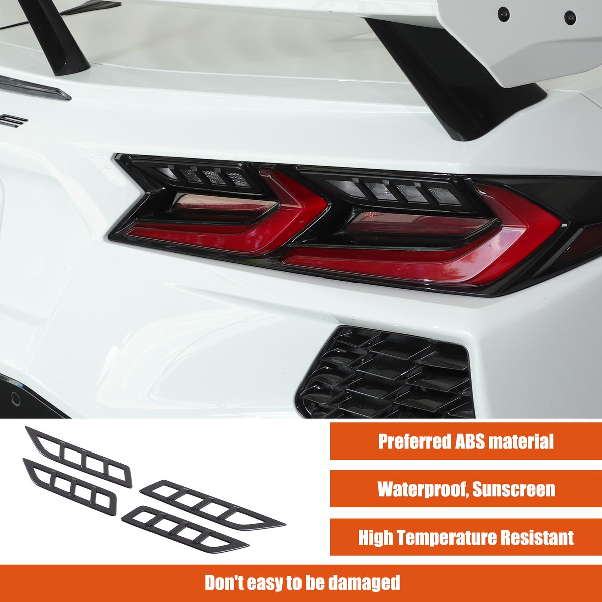 Matte Black ABS Reverse Light Protection Grille Trim For Corvette C8 20+ US 15