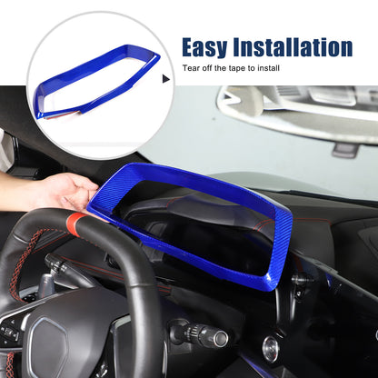 Blue Real Carbon Fiber Speedometer Instrument Trim For C8 Corvette 20-25 12