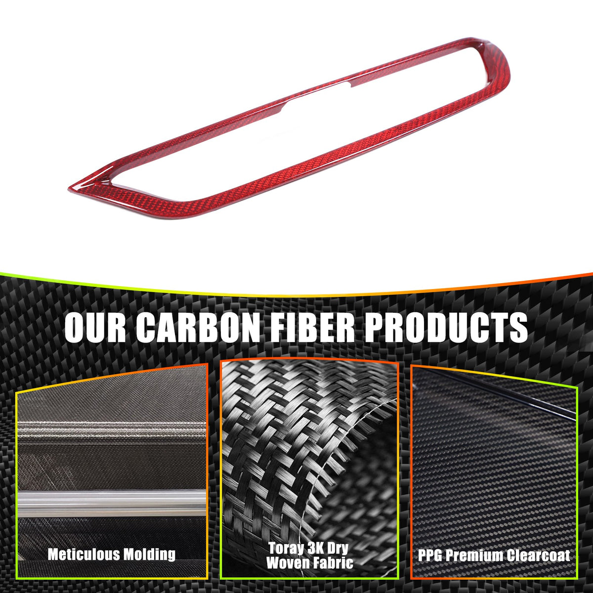 Red Real Carbon Fiber Center Air Vent Trim For Alfa Romeo Giulia 952 2017-2020 3