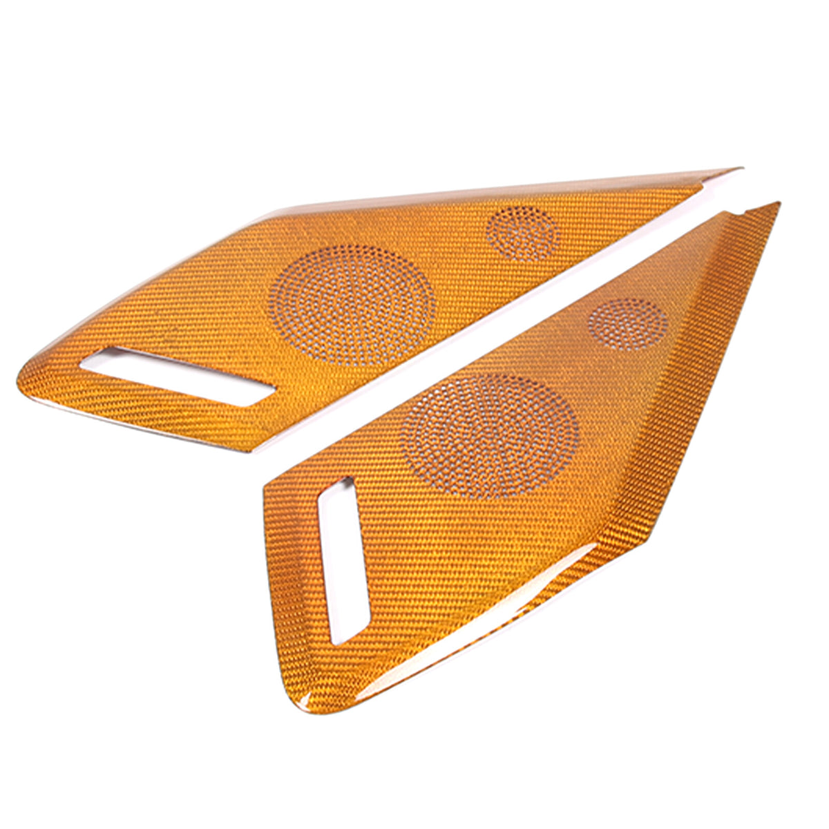 Yellow Real Carbon Fiber Inner Door Speaker Panel Cover For Corvette C8 2020-26 4