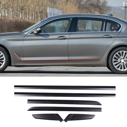 Matte Black Door Side Body Molding Trim Strips For BMW 5 Series G30 2018-22 2