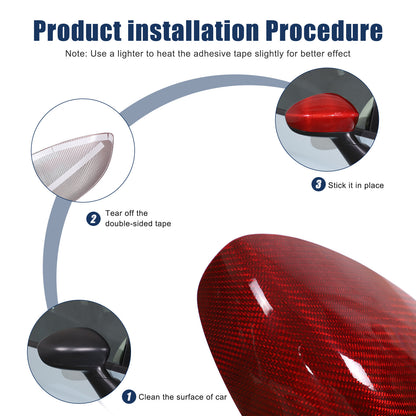 Red Carbon Fiber Exterior Side Rear Mirror Trim For Fiat 500 Abarth 595 2010+ US 9