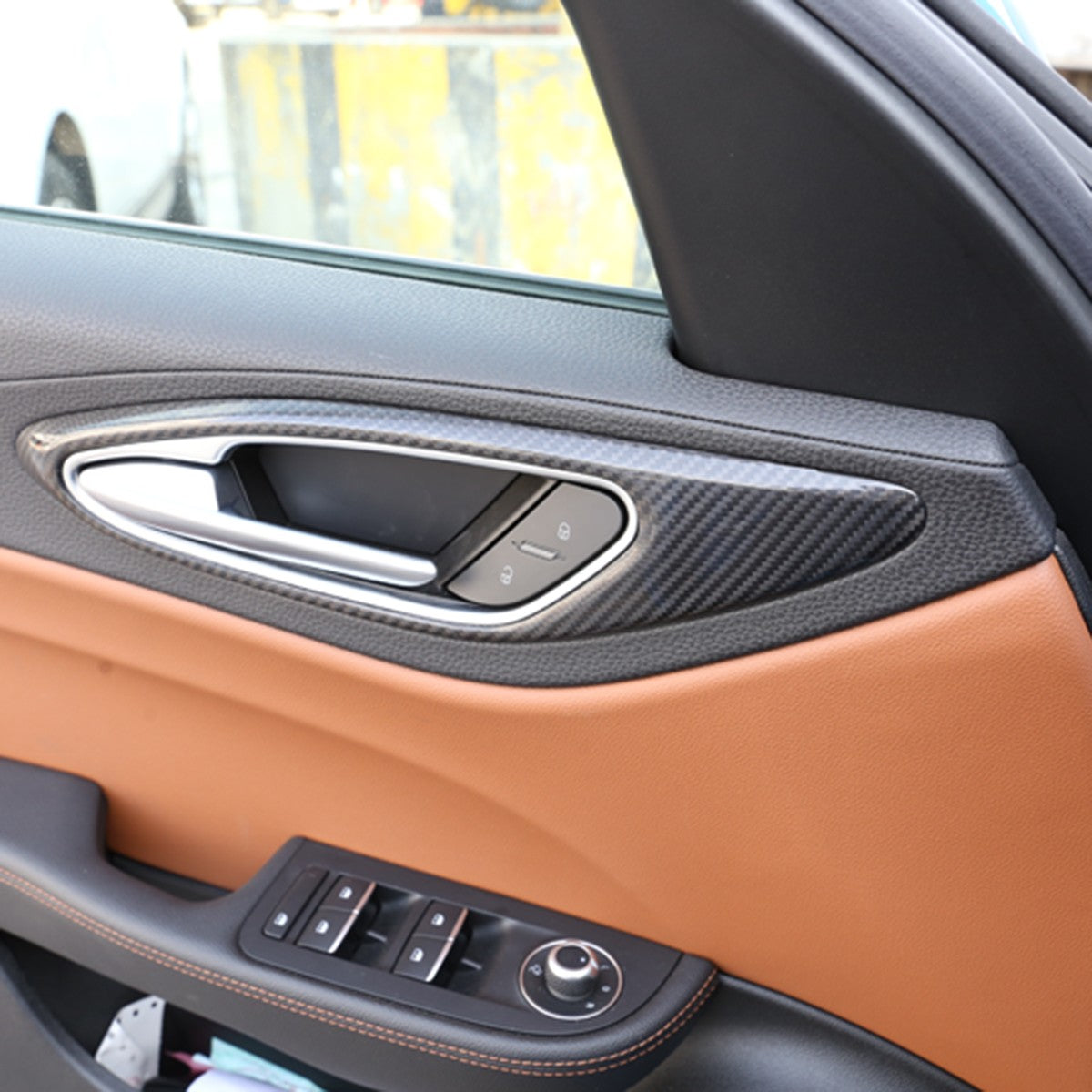 Real Carbon Fiber Inner Door Handle Trim Cover For Alfa Romeo Giulia 952 2017-20 4