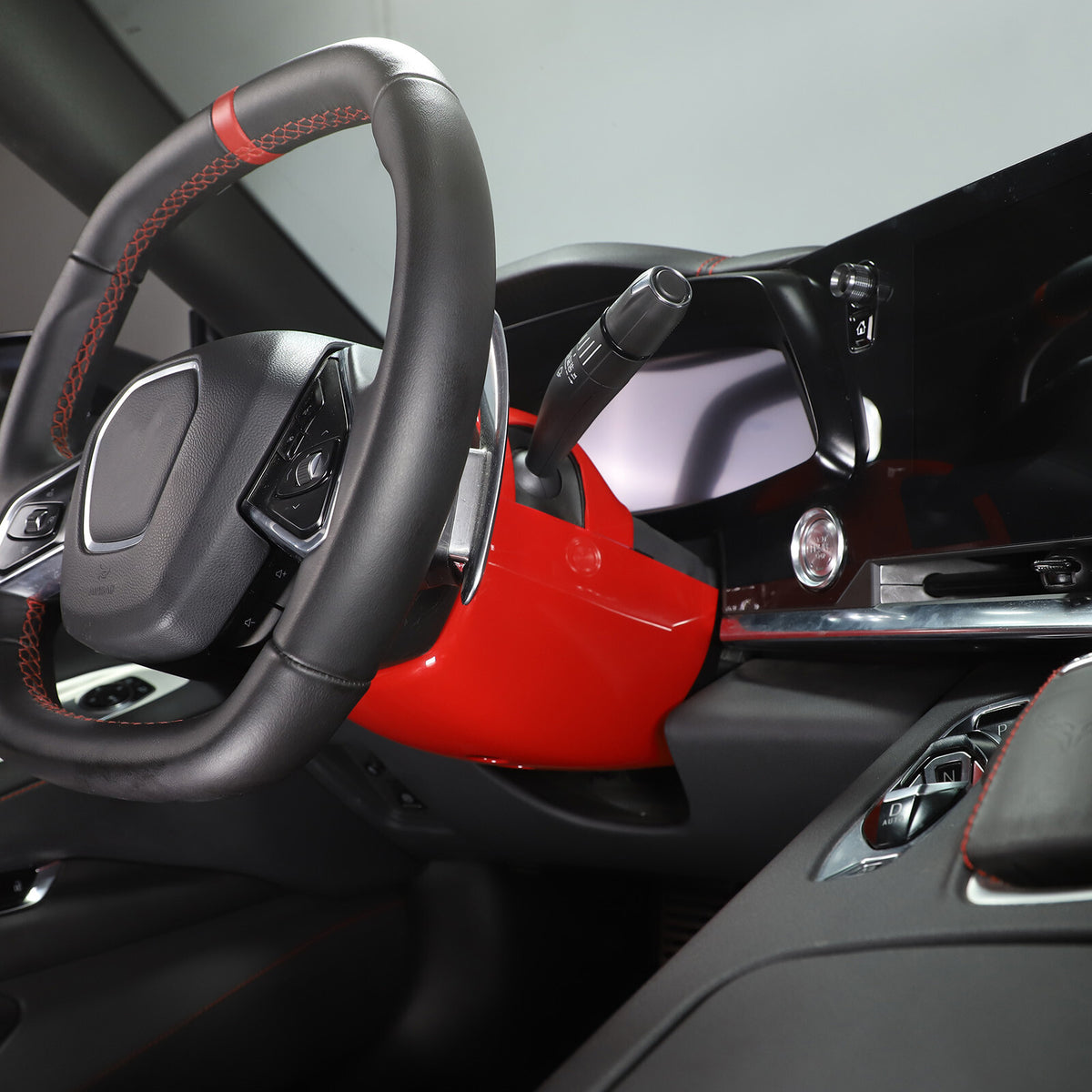 Red ABS Steering Wheel Base Cover Trim Bezels For Corvette C8 2020-2026 US 13