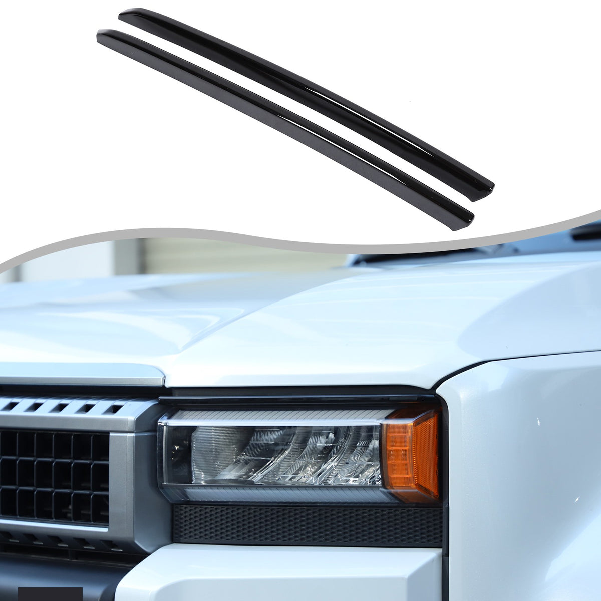 Glossy Piano Black Front Headlight Eyebrow Trim For Toyota Prado LC250 2024+ US 1