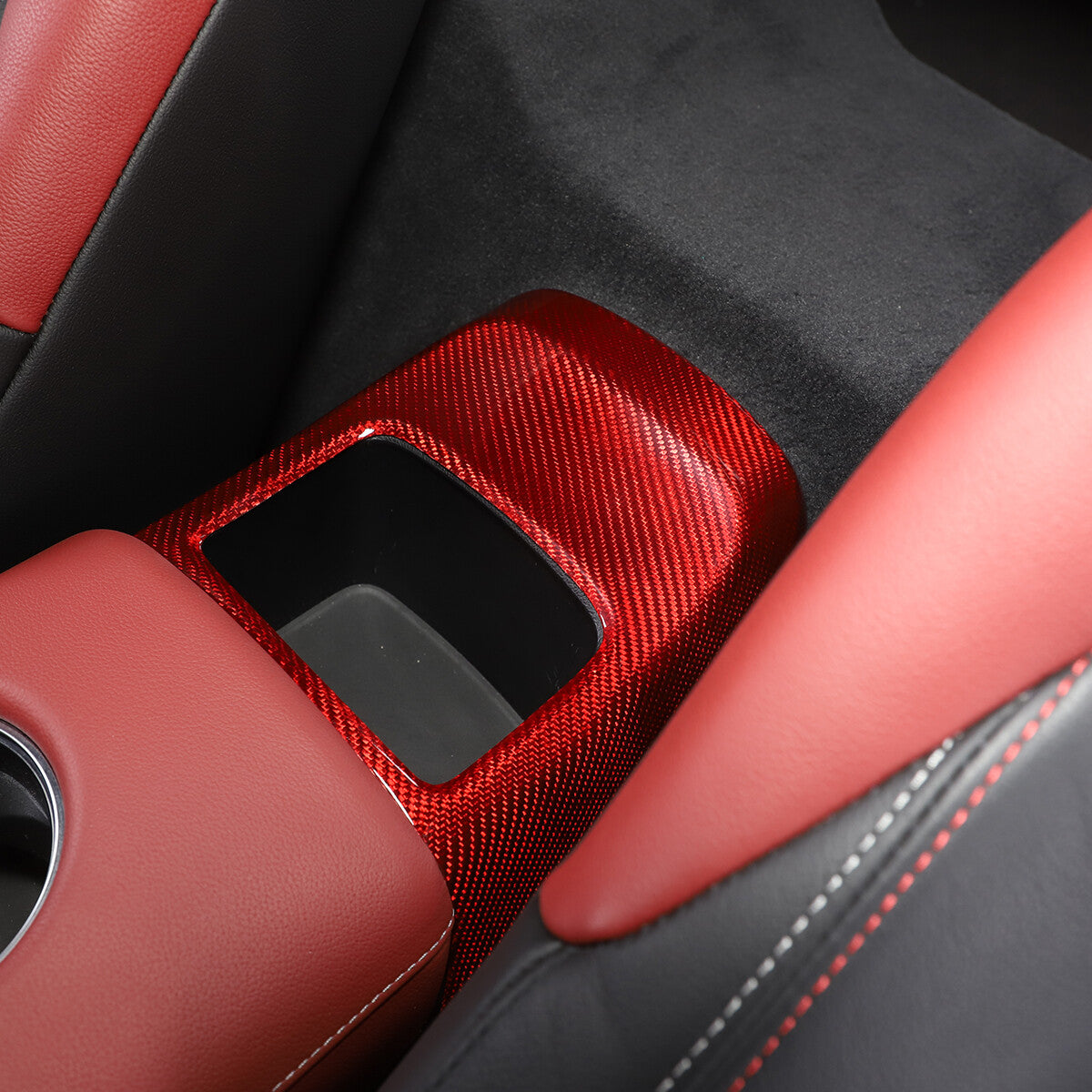 Red Carbon fiber Rear storage compartment cover trim For Toyota Supra A90 19-24 5