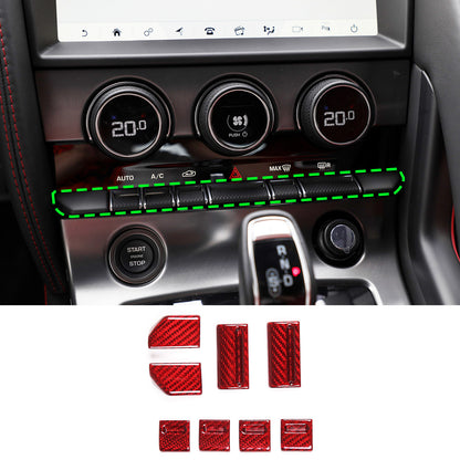 Red Carbon fiber AC Center Console Switch Button Trim For Jaguar F-Type 2013-24 6