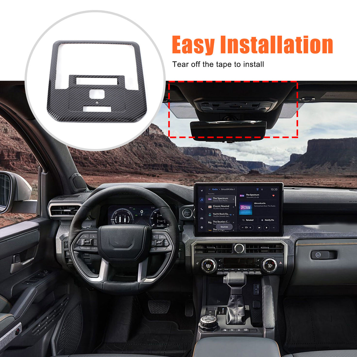 ABS Carbon Fiber Interior Full Set Panel Cover Trim Kit for Toyota Tacoma 24-26 - Styles 11-15 31