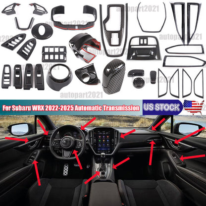 Carbon Fiber ABS Interior Full Cover Trim Kit Set For Subaru WRX AT 2022-2025 - Styles 16-16 12