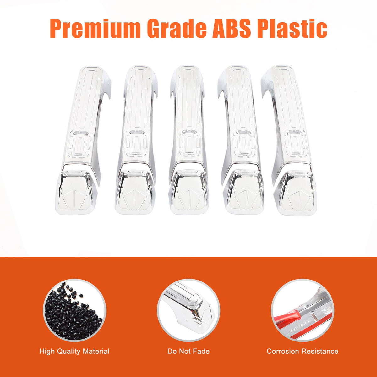 8PCS ABS Chrome Door Handle Cover Trim Shell Cover For Hummer H3 2005-09 US 10