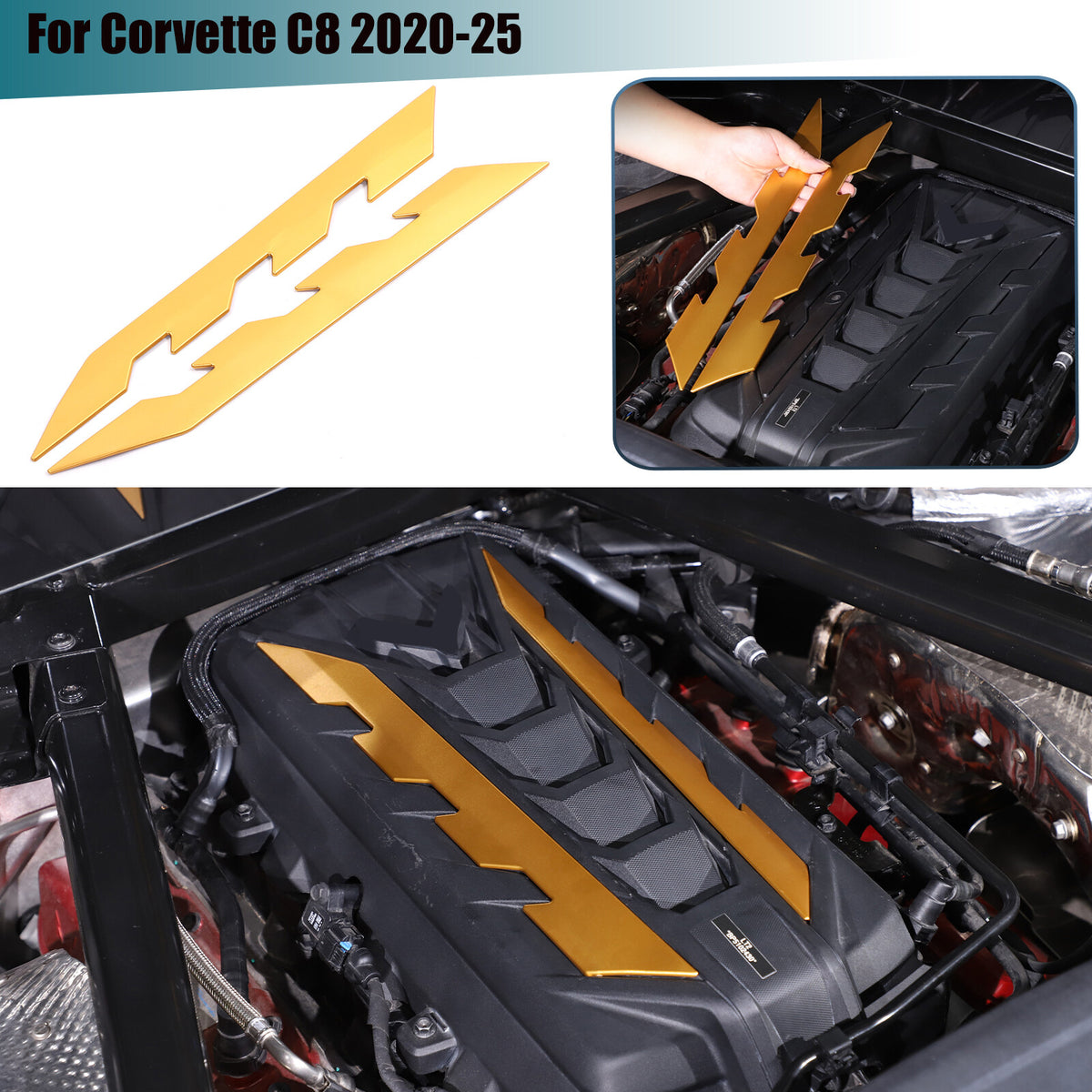 Aluminum Alloy Exterior Hood Engine License Plate Trim For Corvette C8 2020+ US - Variants 11-15 2