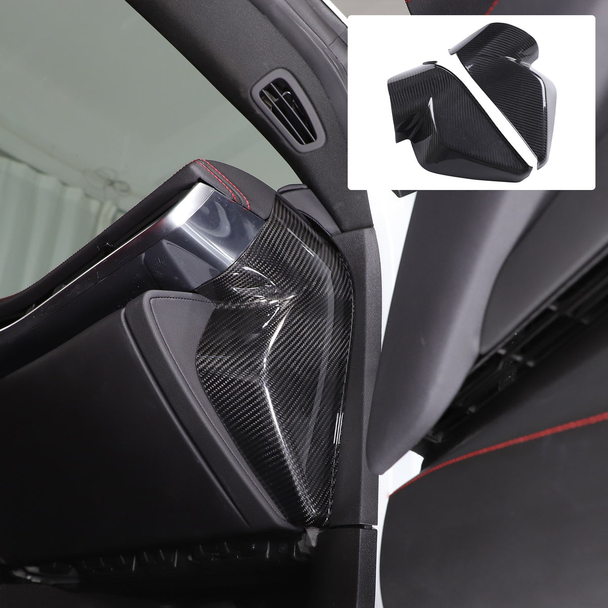 Real Carbon Fiber Interior Door Pillar Trim Cover For Corvette C8 2020+ 17