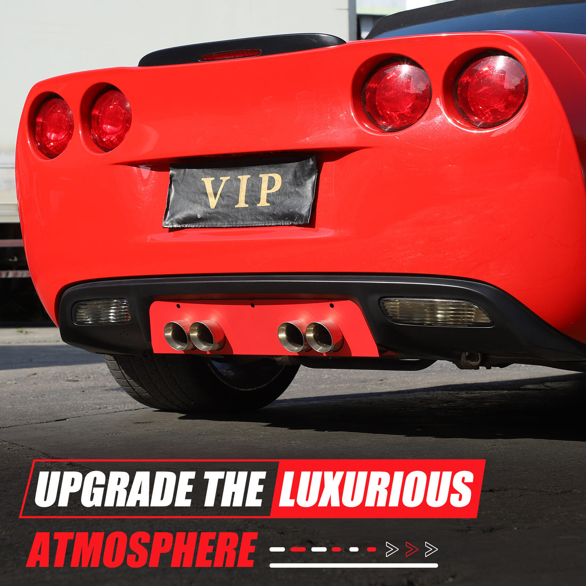 Red Stainless Steel Exhaust Filler Panel trim For Corvette C6 2005-2013 7