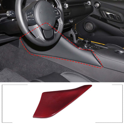 Red Real Carbon Fiber Center Console Left Side Panel Trim For GR Supra 20-23 5