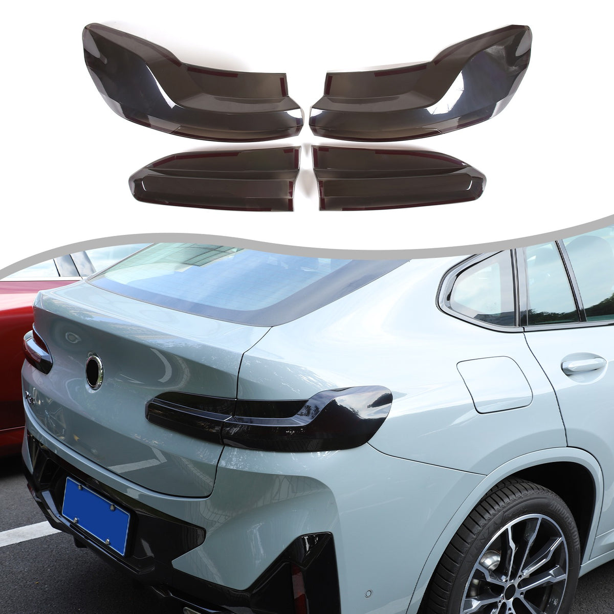 Smoked Black Rear Tail Light Guard Cover Trim Bezels For BMW X4 X4M G02 F98 19+ 2
