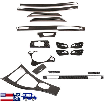 17pcs ABS Carbon Fiber Interior Panel trim Cover Kit For BMW 3 Series E90 08-12 1