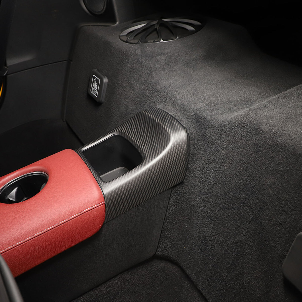 Matte Carbon Fiber Rear Storage Box Panel Cover Trim For Toyota Supra A90 19-24 5