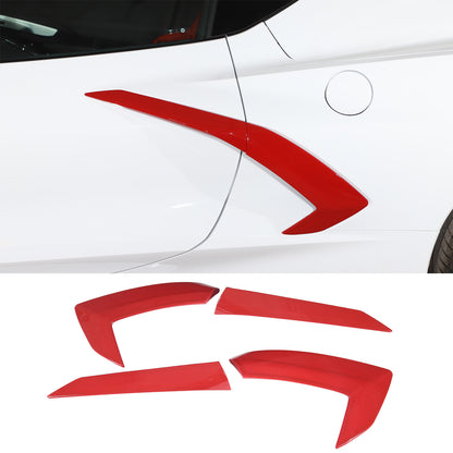 Red ABS Exterior Body Side Air Vent Cover Trim Molding For Corvette C8 2020-2026 2