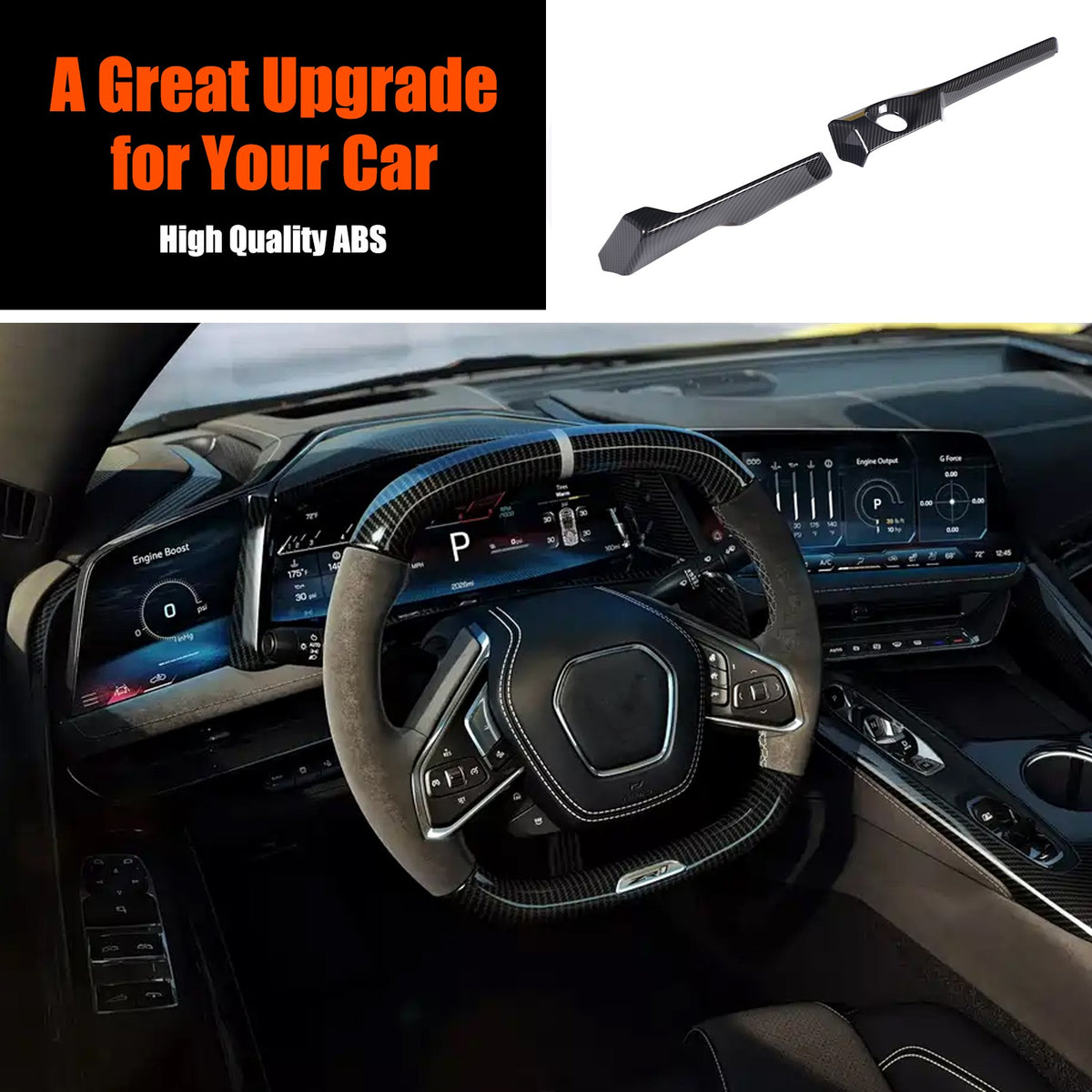 Carbon Fiber ABS Center Console Shift Panel Trim Set For Corvette C8 2026+ 15