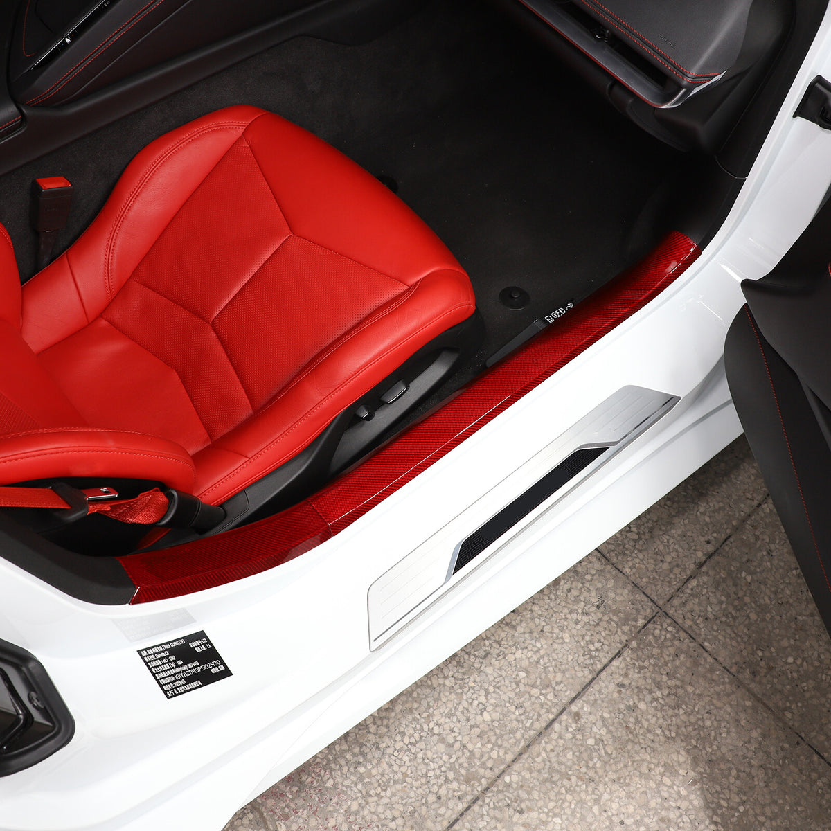 Red Real Carbon Fiber Interior Trim for Corvette C8 20-25 145