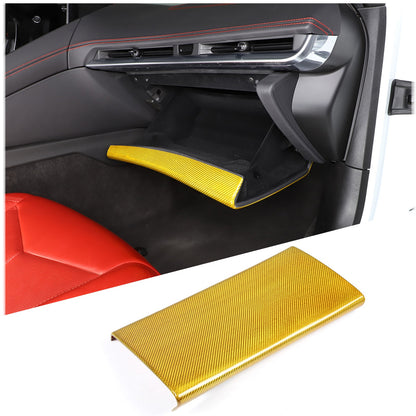 Yellow Carbon Fiber Co-pilot Storage Glove Box Trim For Corvette C8 2020-26 7