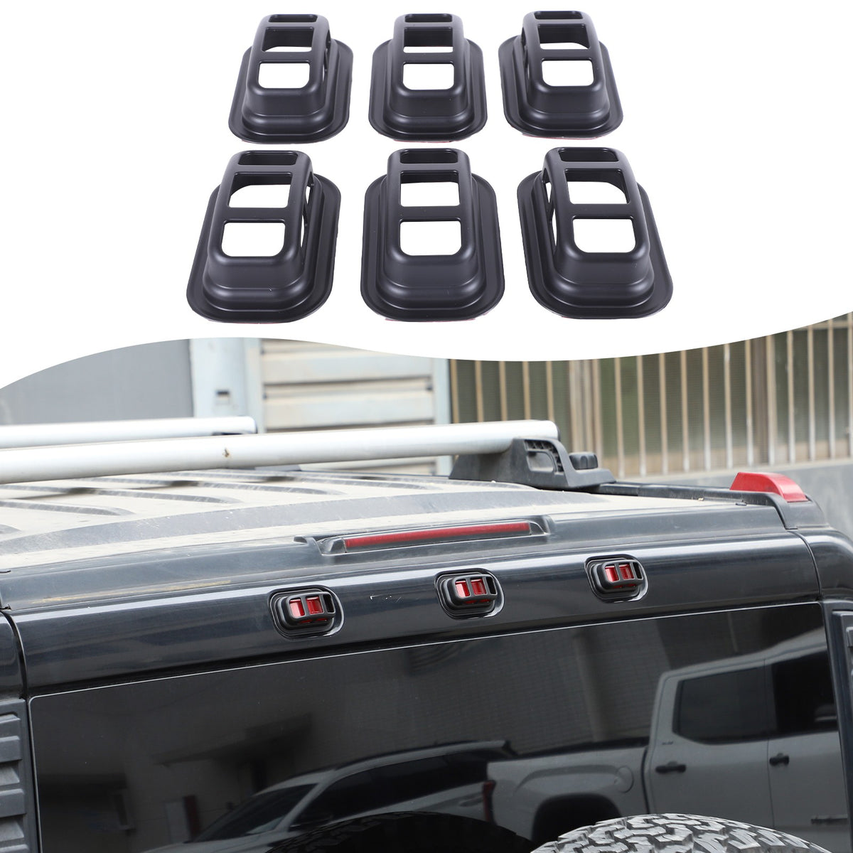 Matte Black ABS Roof Light Cover For Hummer H2 2003-2009 2