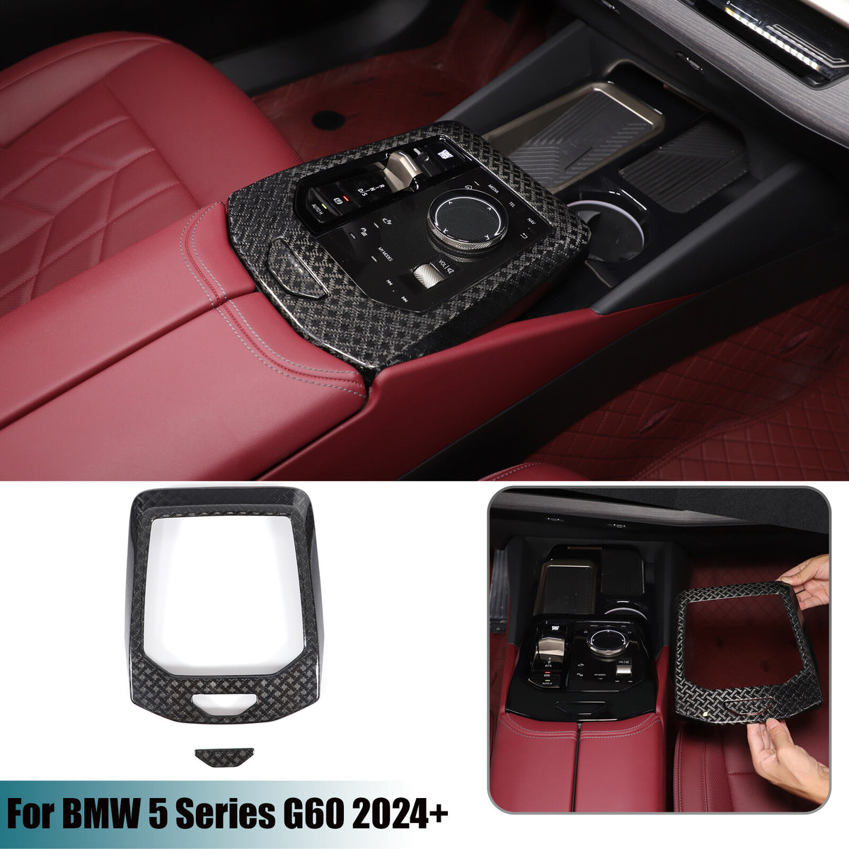 Real Carbon Fiber Center Console Gear Shift Panel Trim For BMW 5 Series G60 24+ 1