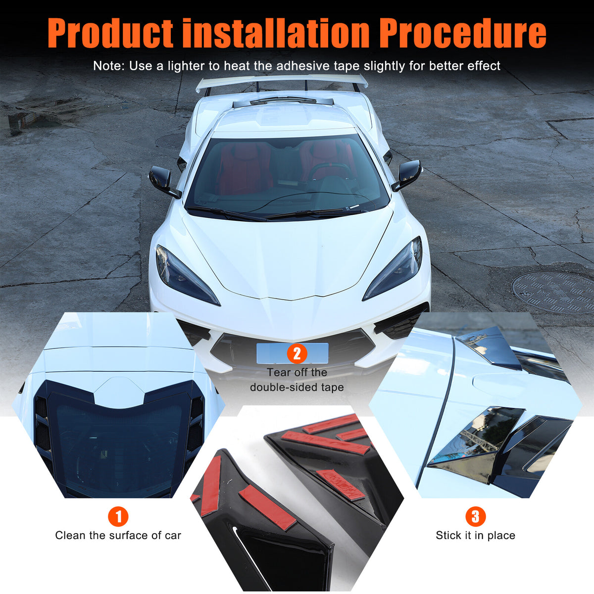 Glossy Black anti-wind buffeting deflector Trim For Corvette C8 Coupe 2026 US 23