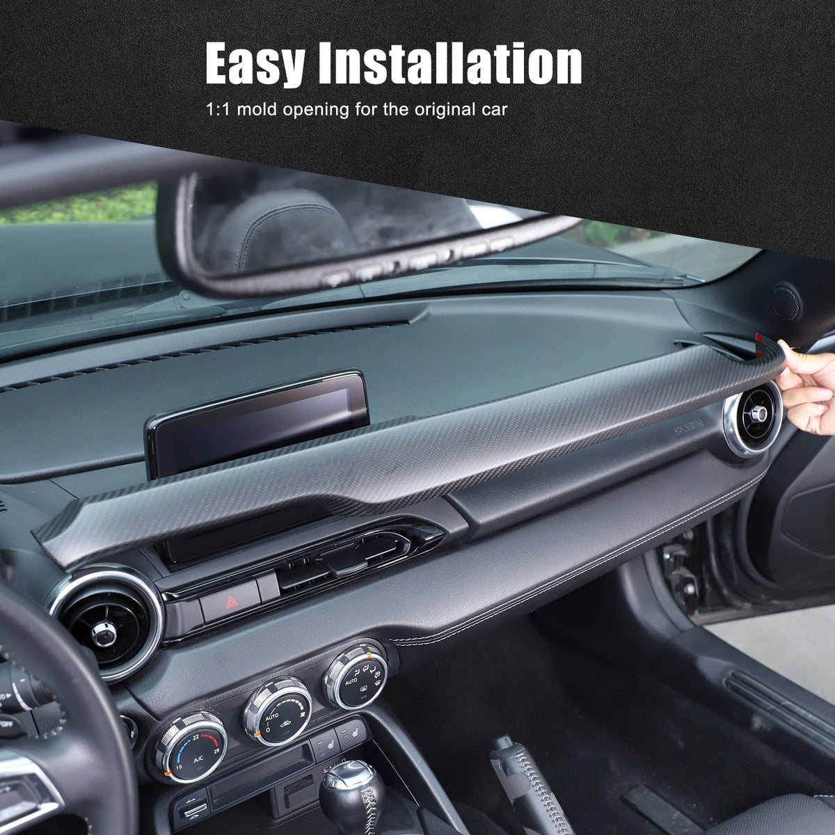 Matte Real Carbon Fiber Dashboard Center Trim Trim For Mazda MX-5 Miata 2016+ 3