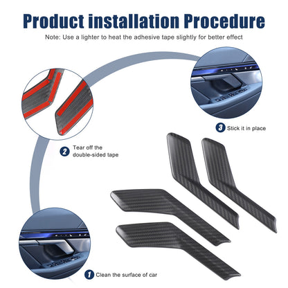 Matte Real Carbon Fiber Inner Door Handle Cover Trim For BMW 5 Series G60 2024+ 2
