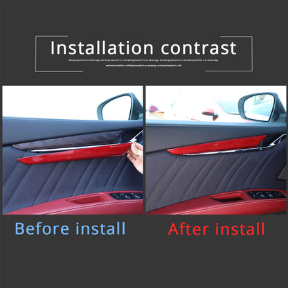 Red Carbon Fiber Inner Door Panel Trim Cover Strip For Maserati Ghibli 2014-2021 4