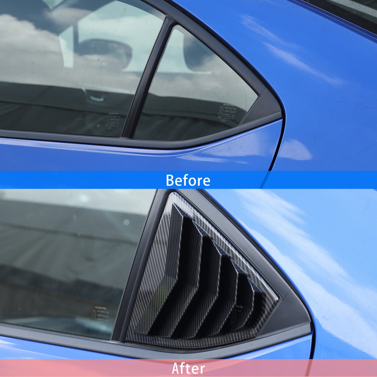 ABS Carbon Fiber Side Window Louver Shutter Cover For Subaru WRX 2022-2024 4