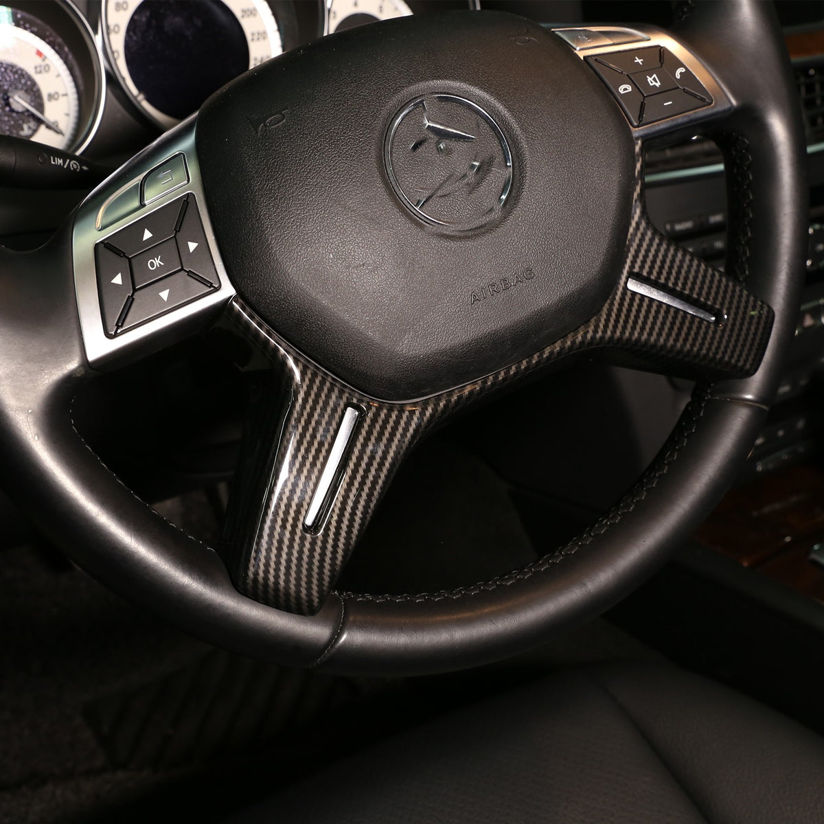 Carbon Fiber ABS Steering Wheel Trim Bezel For Benz C-Class W204 2011-2013 2