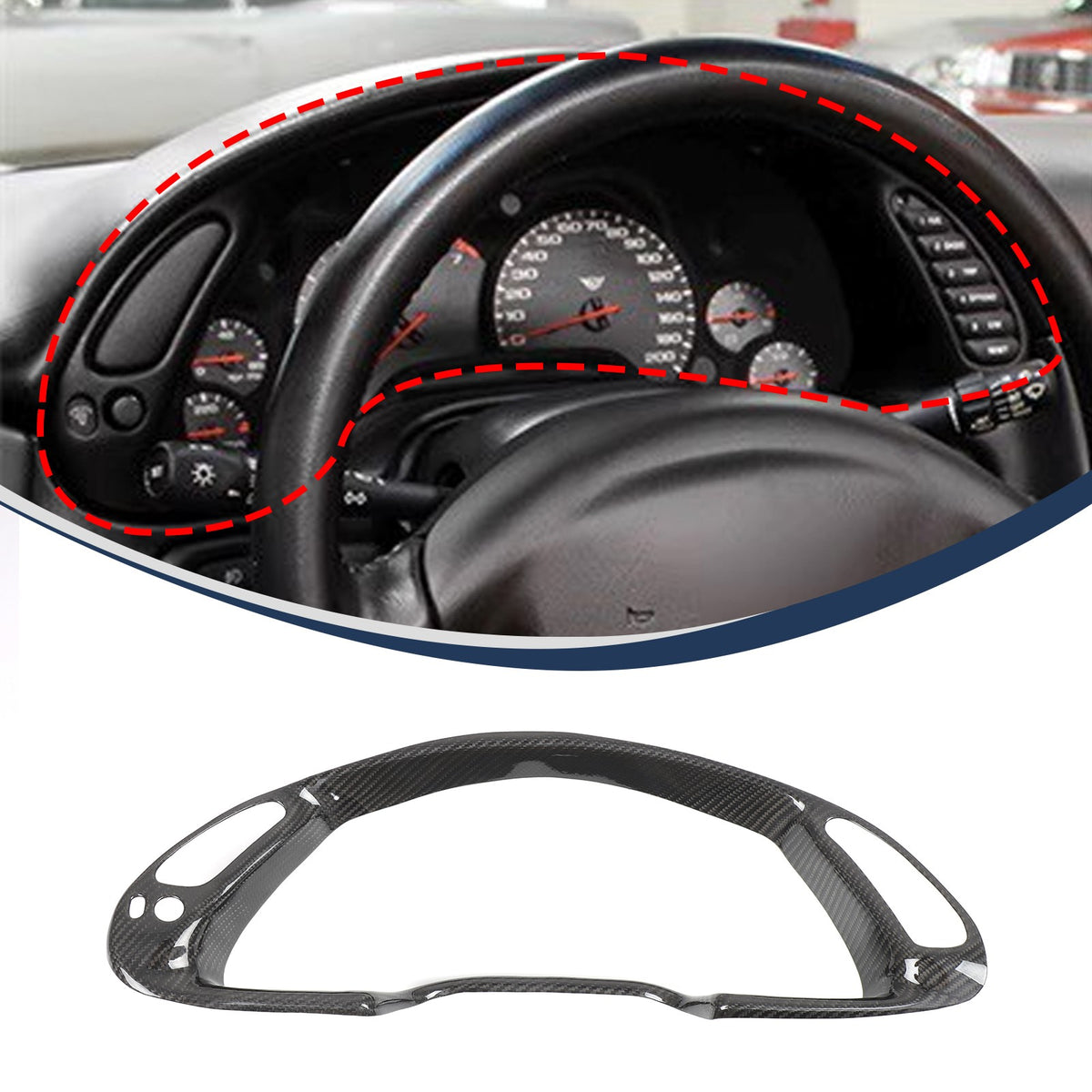 Real Carbon Fiber Instrument Panel Cover Trim Frame For Corvette C5 1998-2004 4