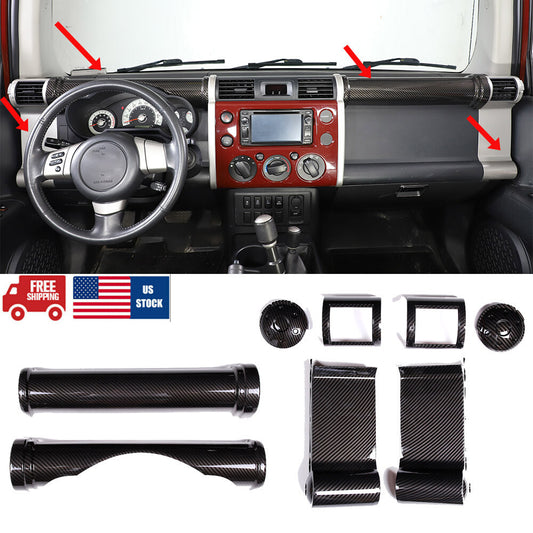 ABS Carbon Fiber Dashboard Center Air Vent Kit Trim For Toyota FJ Cruiser 07-21 1