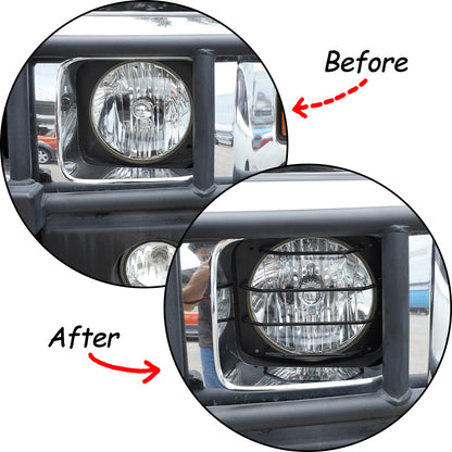 Black Steel Front Bumper Headlight Fog Light Trim For Hummer H2 2003-2009 4